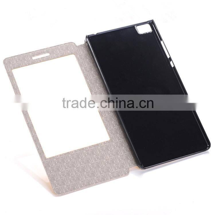 High quality PU window flip case for huawei p8 max with kickstand function
