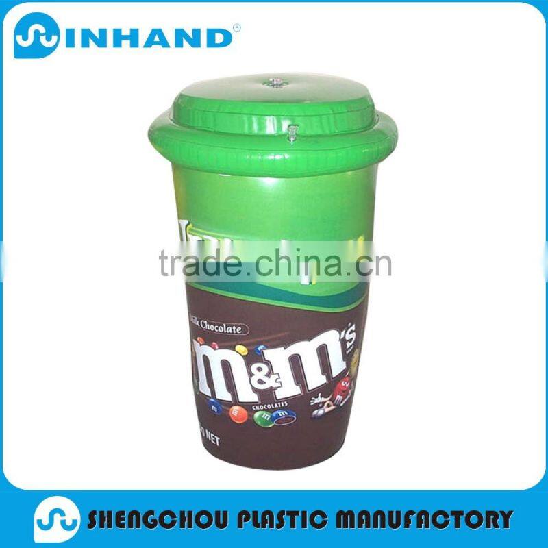 Factory EN71,CE ,Eco-friendly unique red pvc inflatable bottle/inflatable shape glass bottle/water bottle