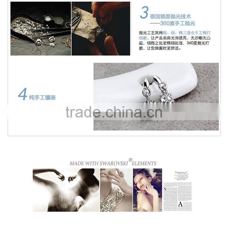 OUXI Cyrstal white elegant Silver ear stud made with Crystal Y20077