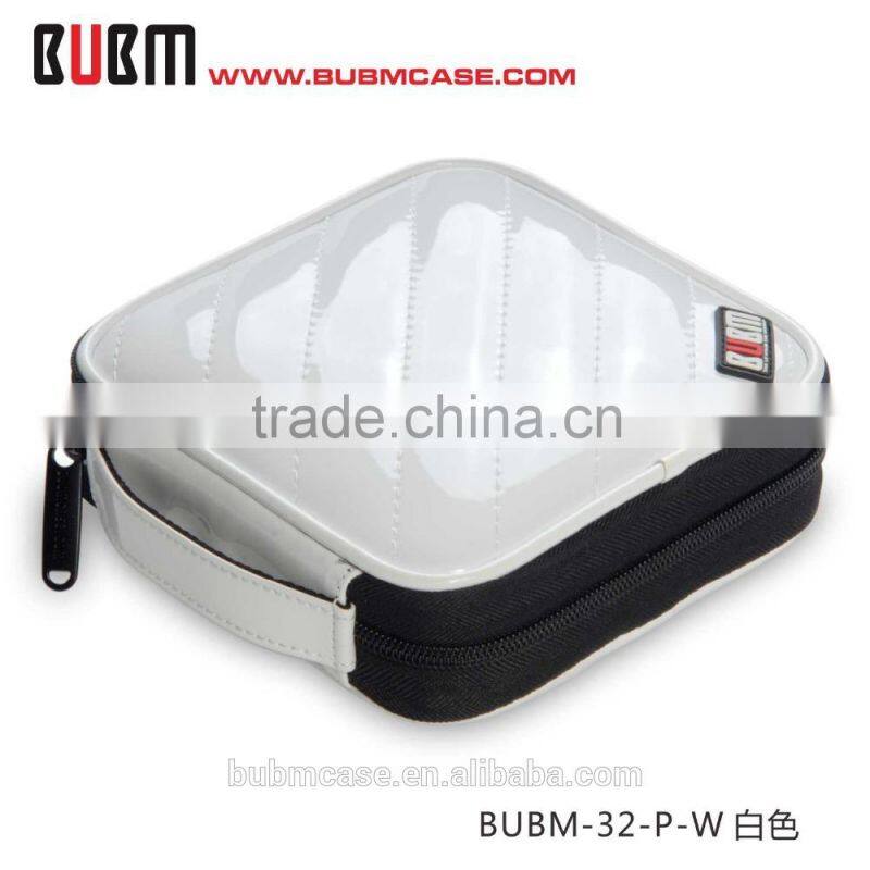 White BUBM 32 Capacity PU Leather Cover CD Case CD Box DVD Case CD-ROM Holder Car Disc Case