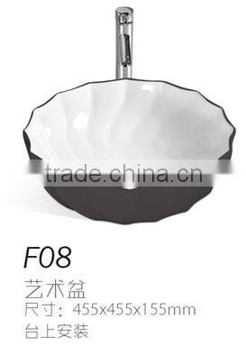 C04 Modern ceramic marble no hole basin oval bowl shaped colored basin