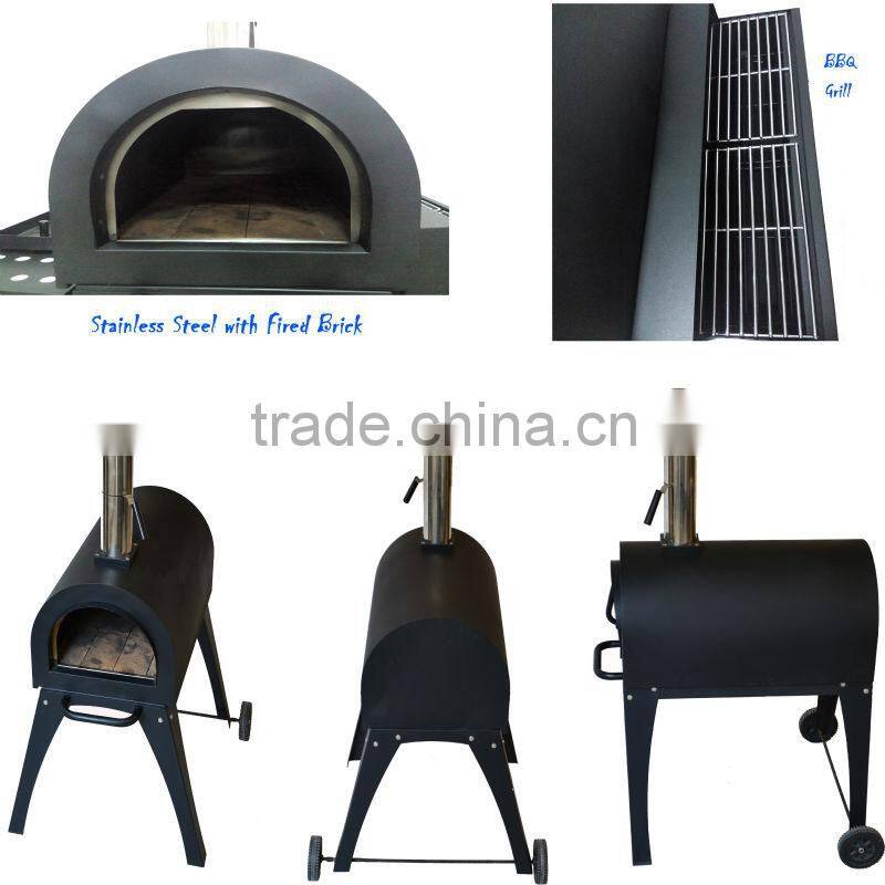 Outdoor Charcoal BBQ Grill Wood Fired Pizza Oven Baker