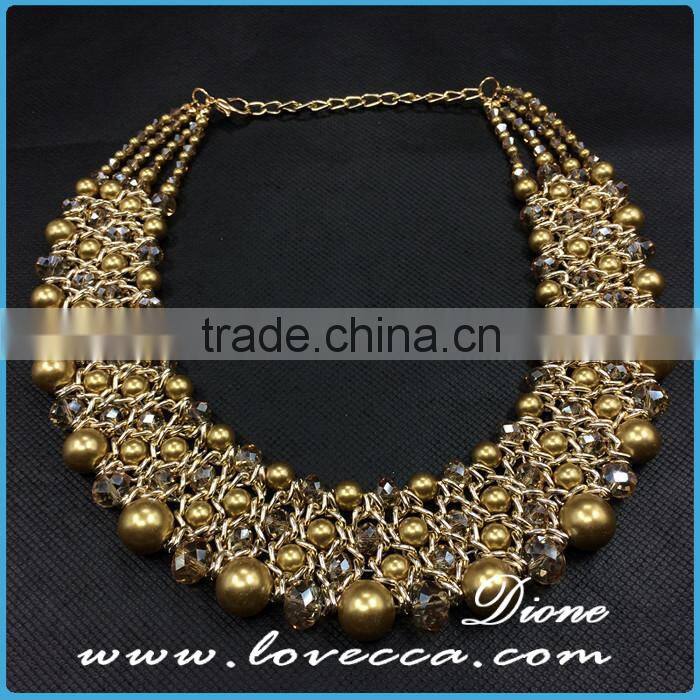 New luxury wedding gift jewelry exaggerate beads fancy gold necklace