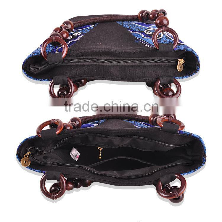 China ethnic Boho style canvas ethnic embroidery woman handbag