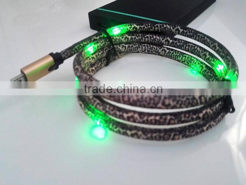 Premium Quality USB 2.0 shoelace LED Light Charger Cable for chargers
