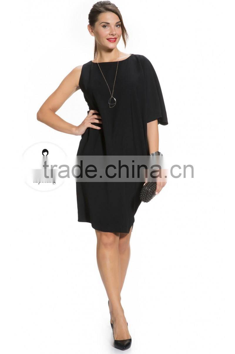 DRAPE SLEEVE MATERNITY DRESS IN BLACK maternity clothes,one shoulder maternity clothing, preganet dress