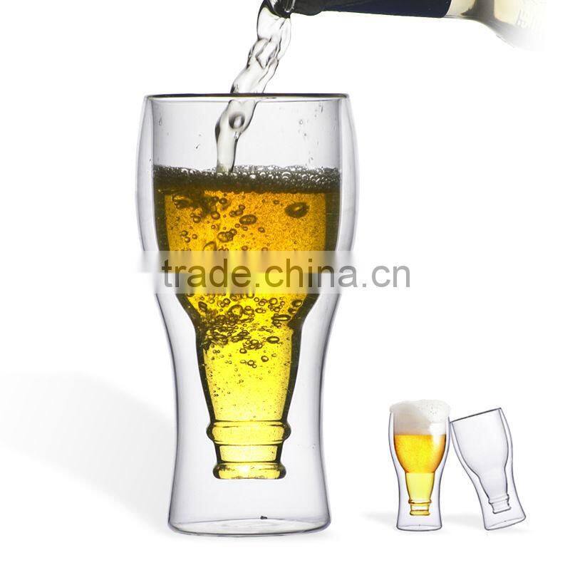Beer bottle design of Double wall Champagne glass cup