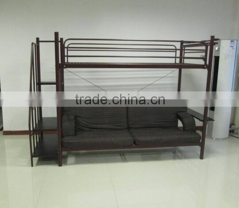 Twin Over Futon sofa Metal Bunk Bed, Brownish Red