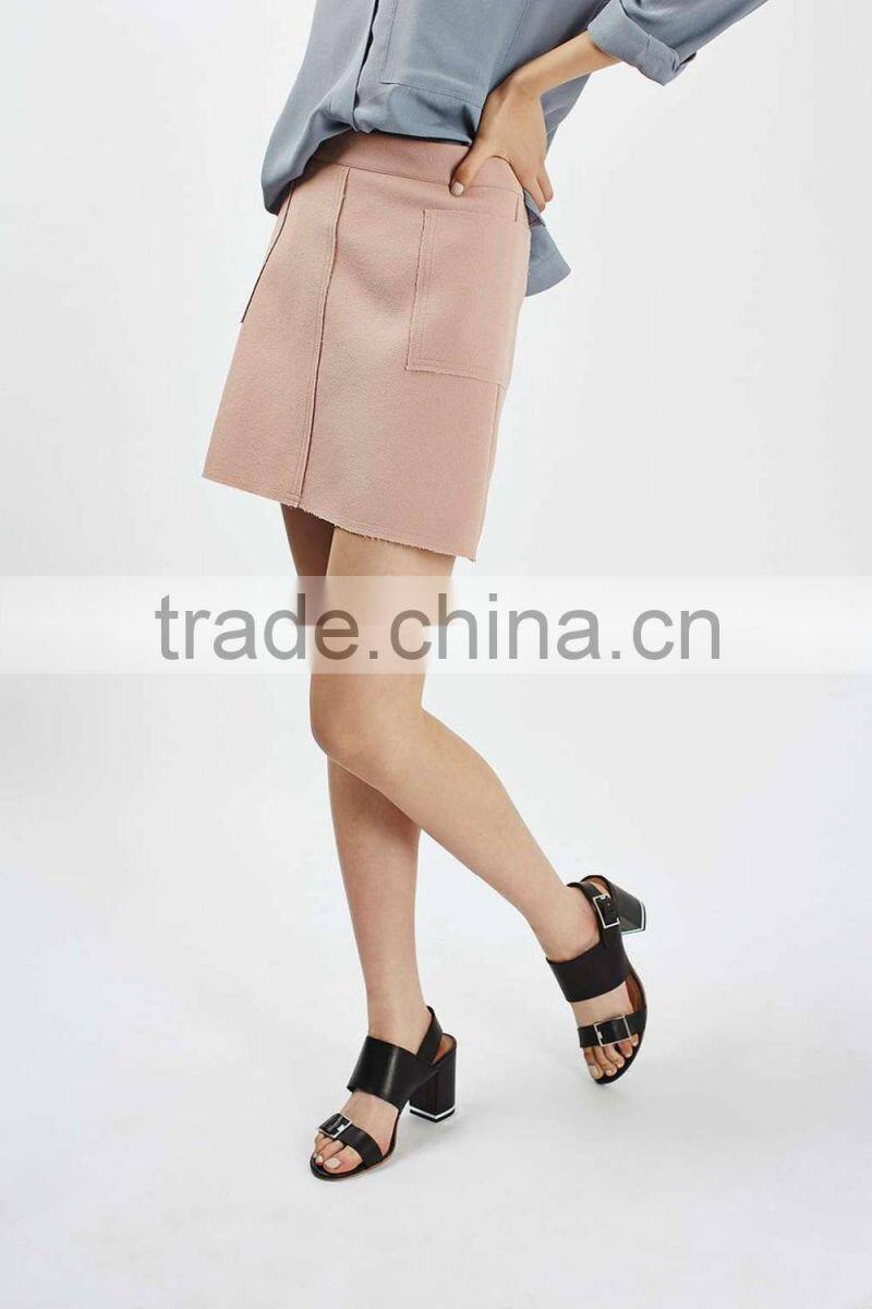 2016 Structure Pockets Details Design Mini A Line skirt , skirts women Custom