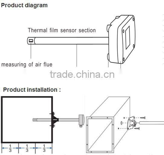 0-10V air velocity transducer with measure range 0-25m/s