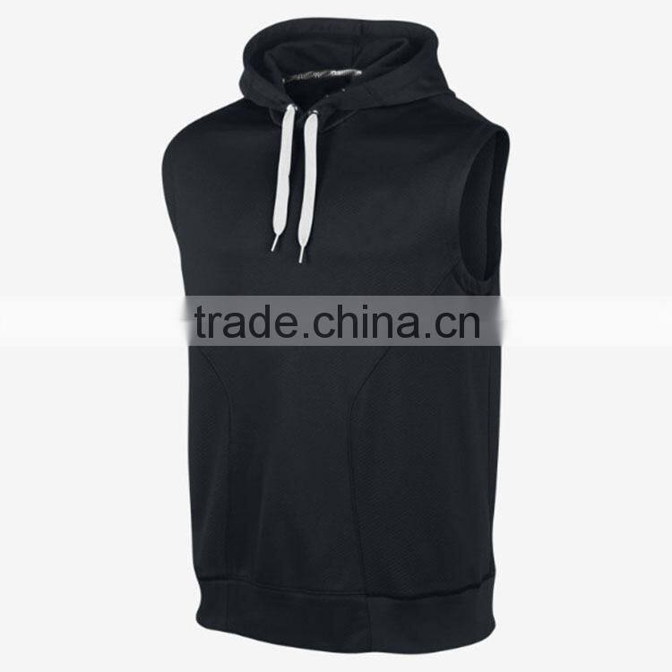 Branded 100% Polyester Plain Sleeveless Hoodie T Shirt