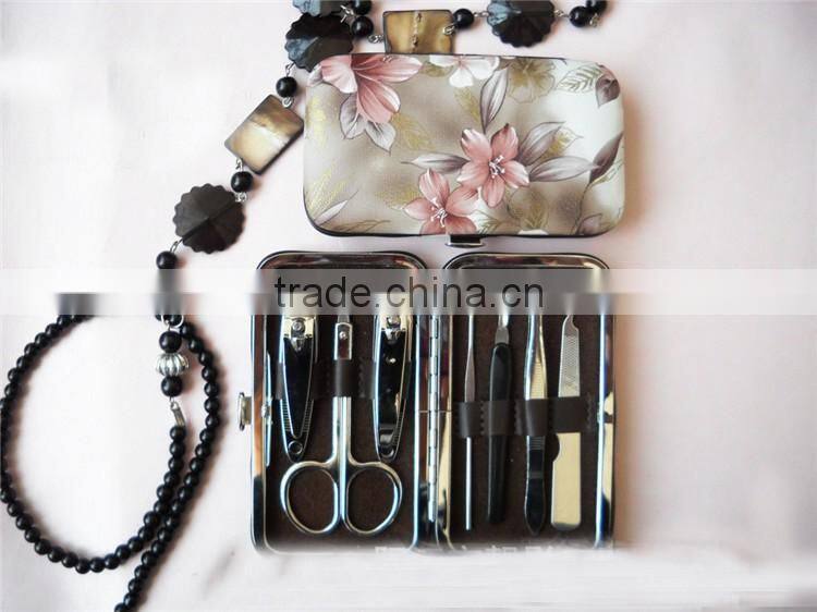 Bonvatt High Quality 7pcs Stainless Steel Manicure Pedicure Set With PU Case manicure box