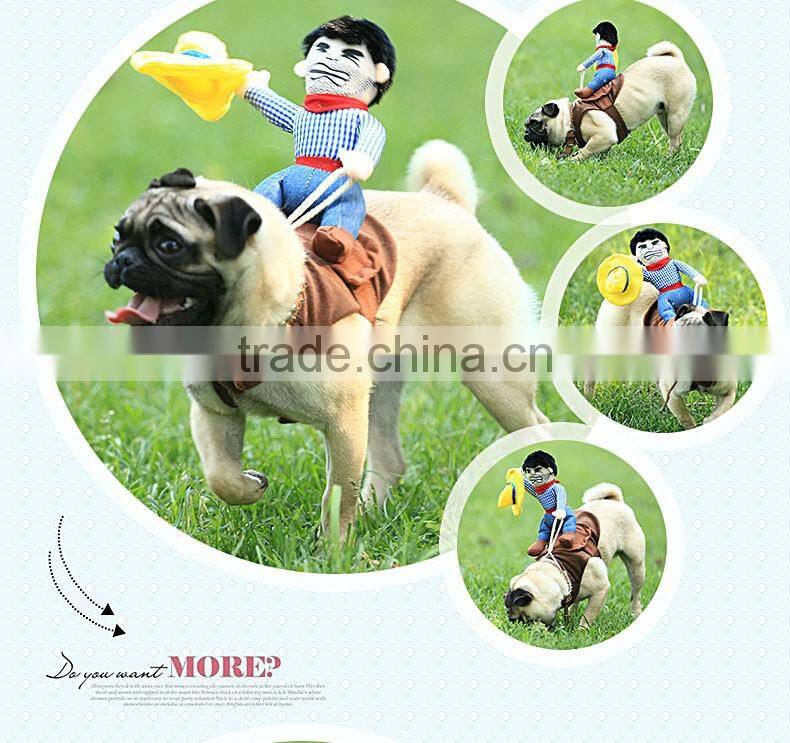 2015 Creative Riding Horse Dog Costume Novelty Pet Clothes Cowboy Dog Clothing