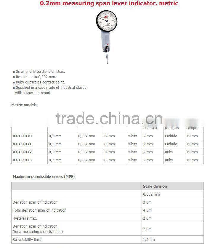 0.2mm measuring span lever indicator, metric-1