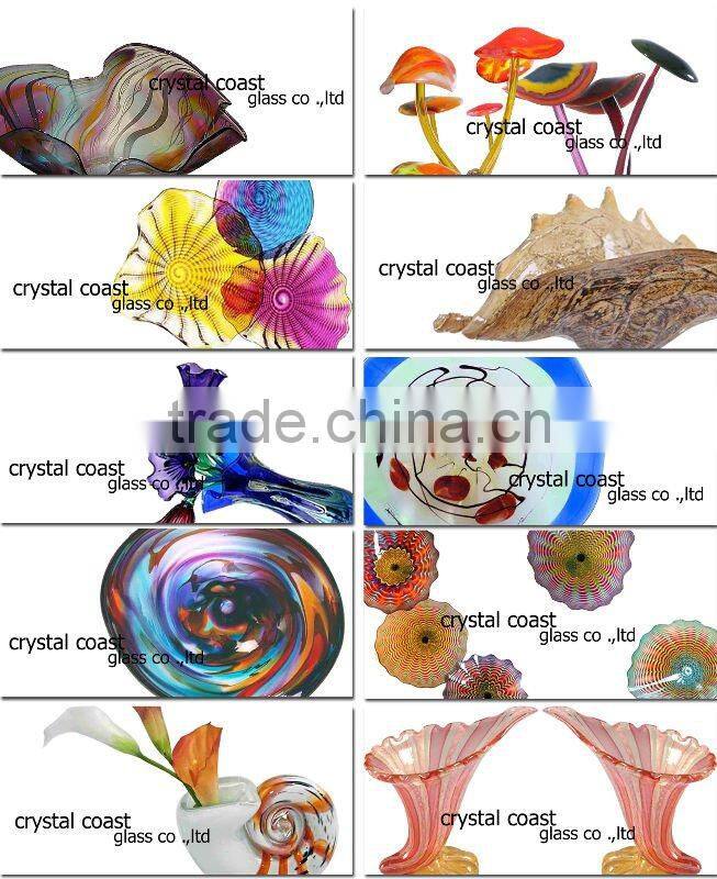 Modern Color Stripe Mouth Blown Wall Hanging Glass Plates; Home Table Centerpieces; Art Wall Decorations