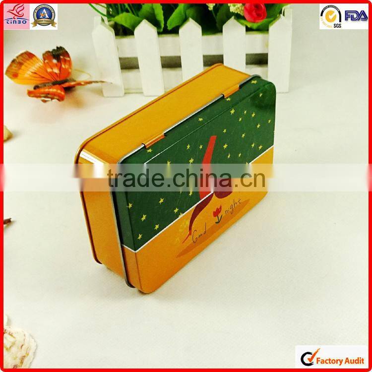 wholesale packing printing rectangle mini gift tin boxes for cookie