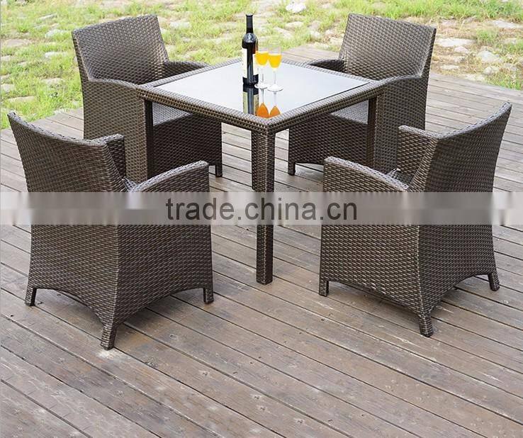 Brown Outdoor Rattan Coffee Table, Plastic Table and Chair