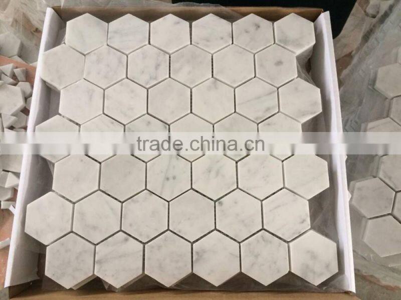 Carrara white marble hexagon polished mosaic