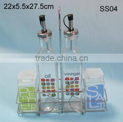 4 pcs glass spice jar set with oil bottle and spice jar