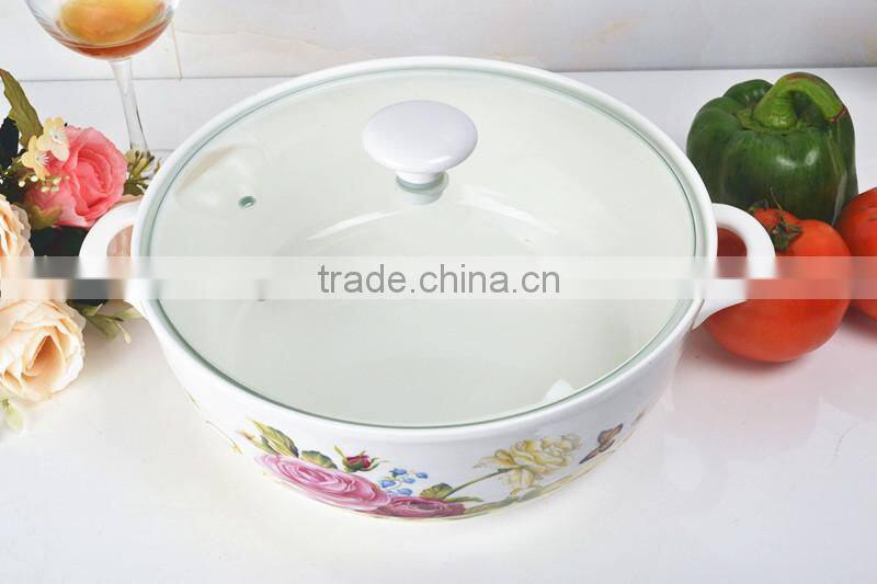 ceramic cookware pot with glass lid & metal stand