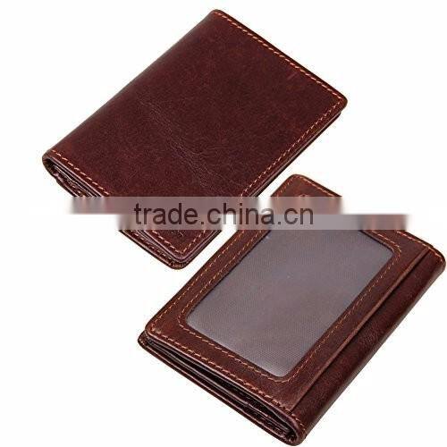 PU leather secure retractable ID window credit card holder for women