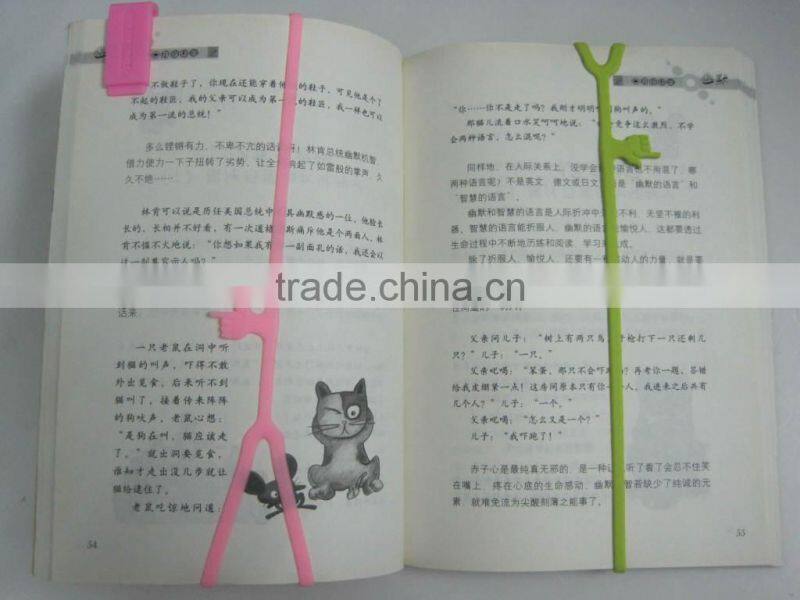 hot promotionl gift silicone finger pointing 3d silicone bookmark