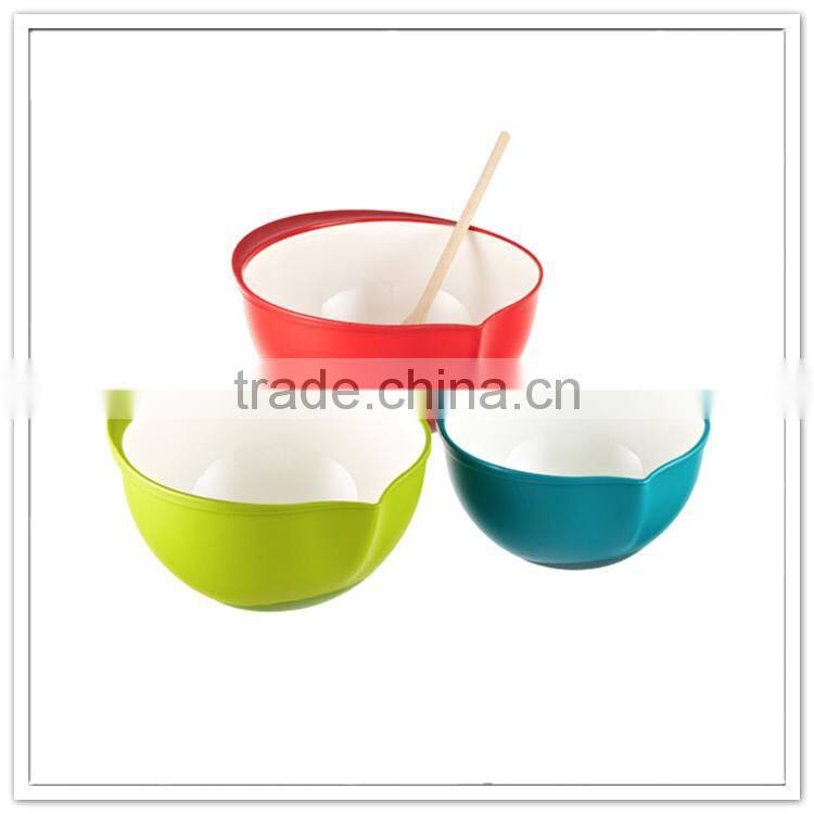 Factory directly sale wholesale different colors melamine stirring bowl set, set of 3 plastic mix bowl