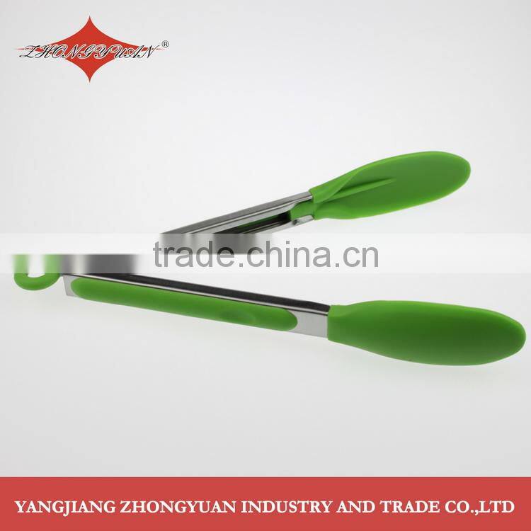 China manufacture stainless steel handle nylon food clip kitchen utensi food tongs