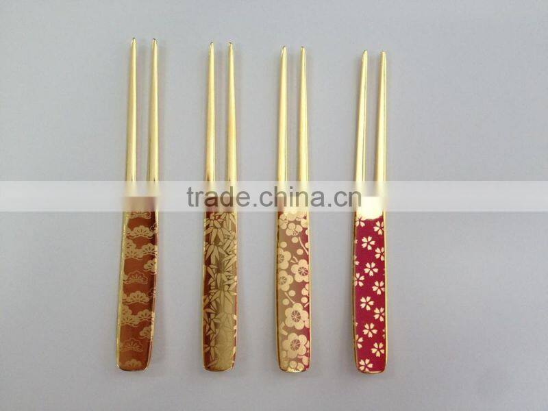 Stainless Steel Kanzashi Pick Fork Japanese Pattern Dessert Fork