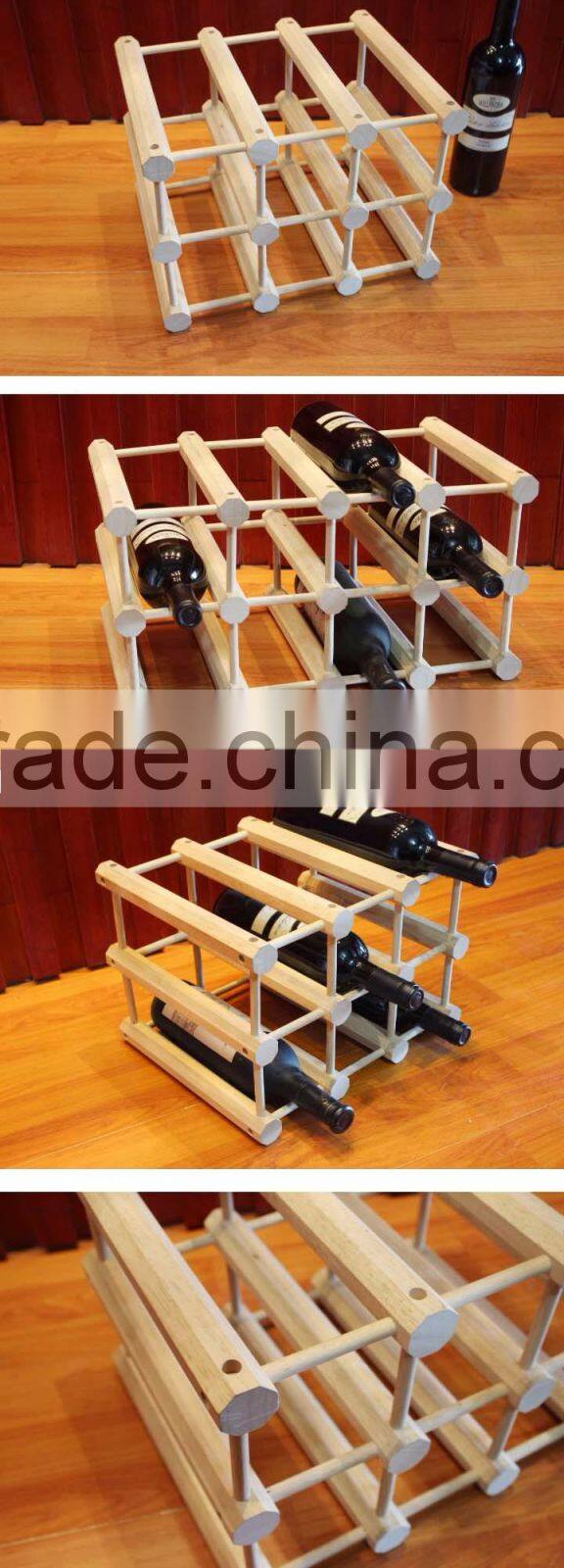 natural color 9 bottles wooden wine rack for sale
