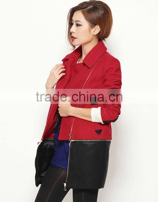 red OL woolen women coat/new model coat women 2016