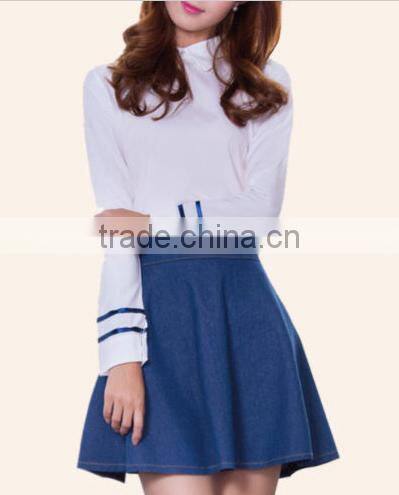 2017 OEM girl school uniform fashion shirt and dress
