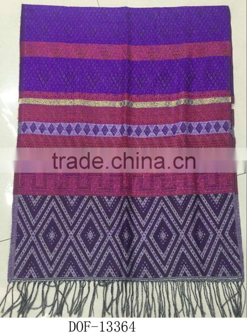 Fashion hot selling wholesale factory ladies winter jacquard rose floral geometric scarf shawl