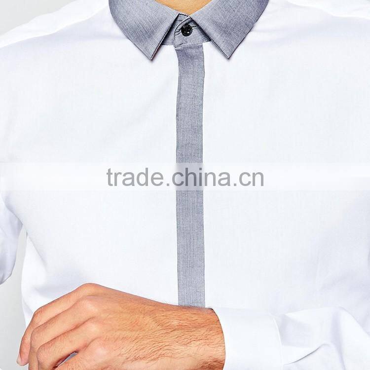 Wholesale Custom Shirt Smart Shirt with Contrast Placket Slim Fit