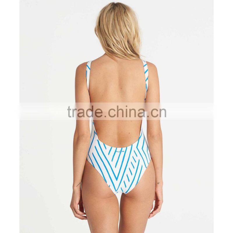 Retro High Cut One Piece For Women Custom Low Scoop Back High Cut Legs Swimsuit Polyamide Elastane Blend Material Swimwear