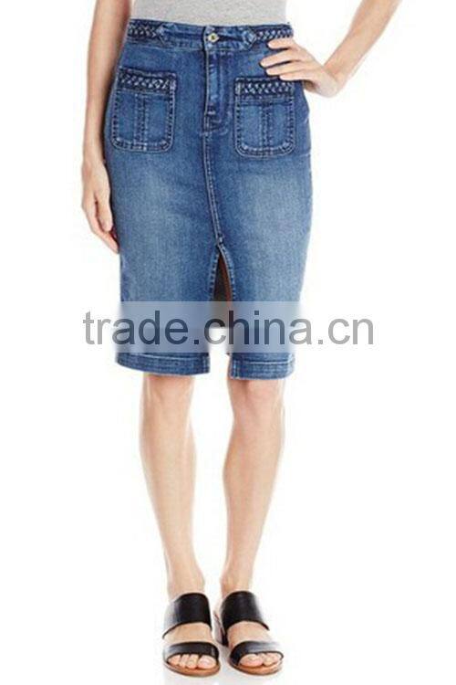 Latest stretch raw black denim high waisted flared skirt a line short skirts for women