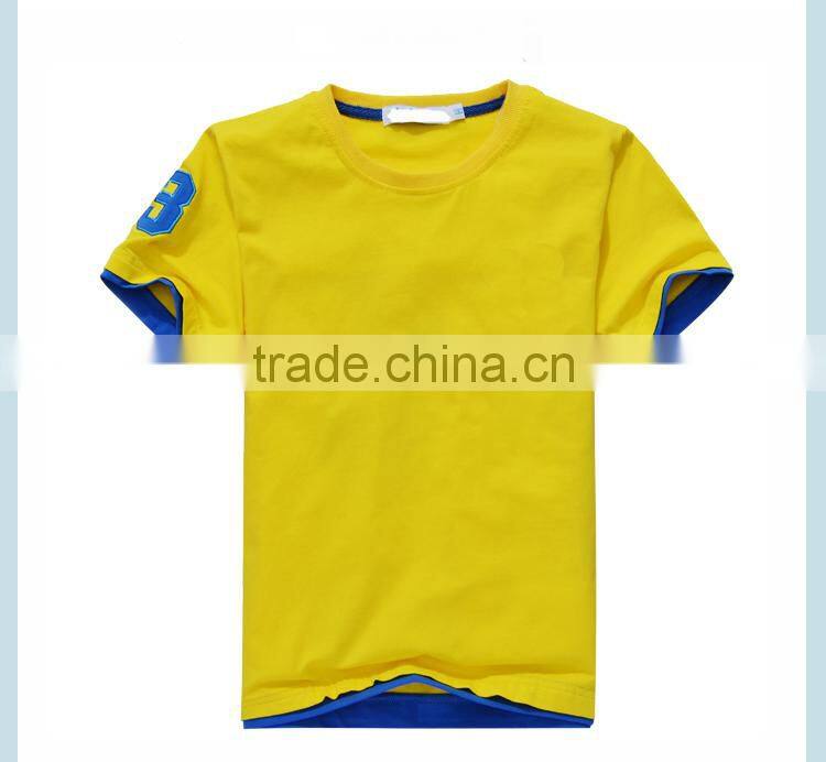 2015 Hot selling Kids Boys plain blank o neck short sleeve cotton kids t shirt wholesale