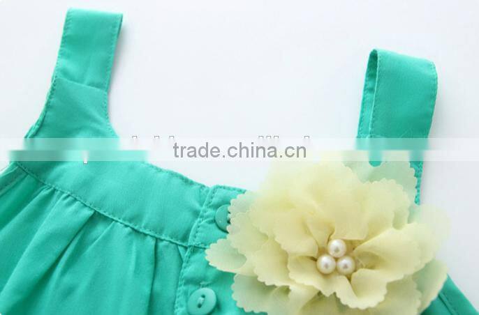 Spring Summer Dress Child Girl Beach Sling Frock Princess Mint Knee Length Frocks