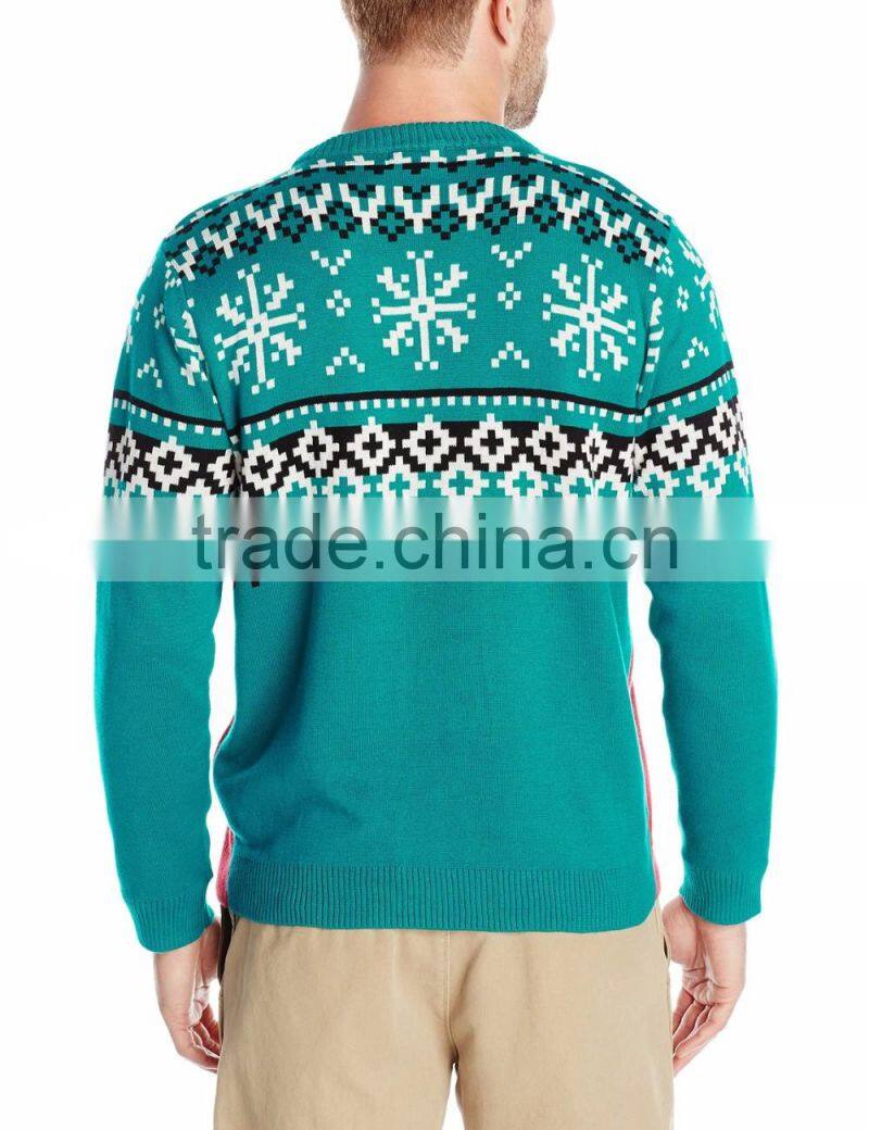 Men Green Sweater Christmas Hat Kitty Pattern Christmas Clothing