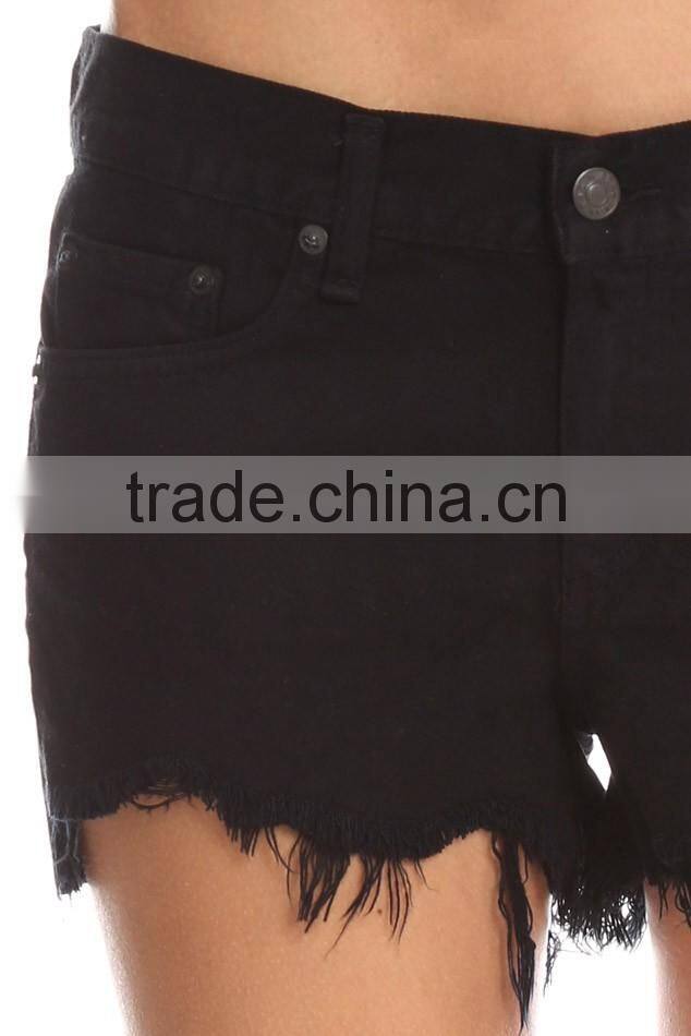 2016 boutique damaged denim shorts ,black denim shorts women ,sexy denim shorts for custom and wholesale