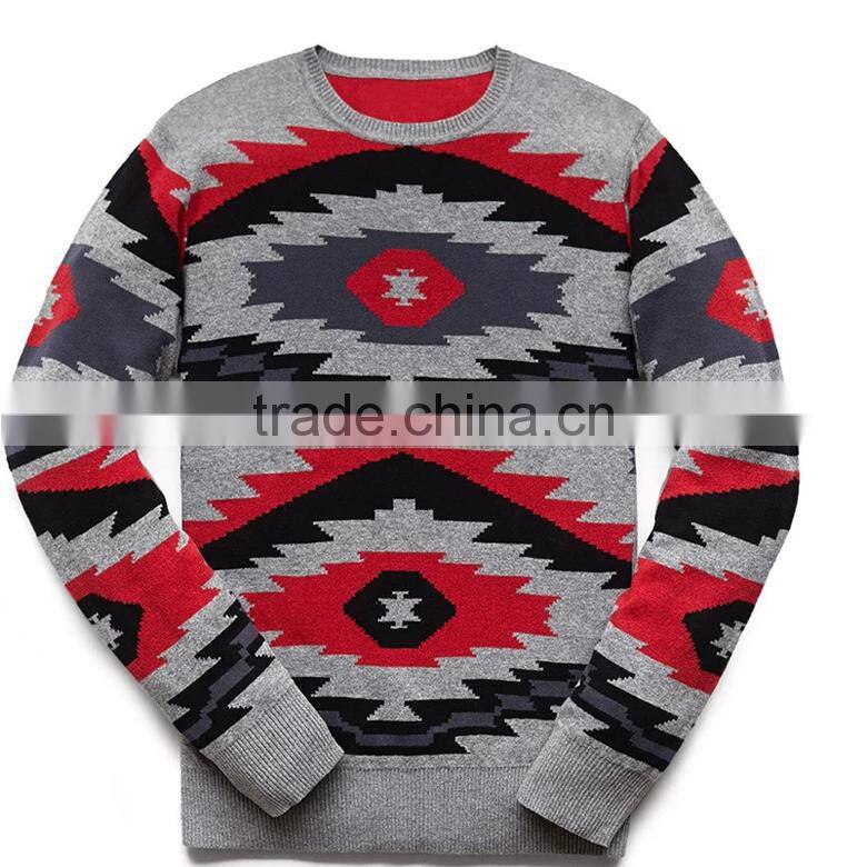 long sleeve round neck cotton pullover southwestern knitted pullover men sweater