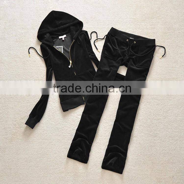custom design sports training set woman athletic dress women's winter velvet sports track suit