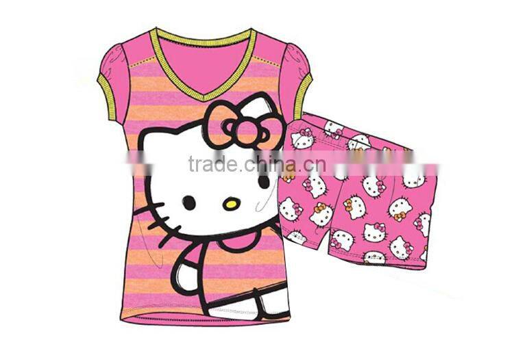 Girl V collar HelloKitty pajamas