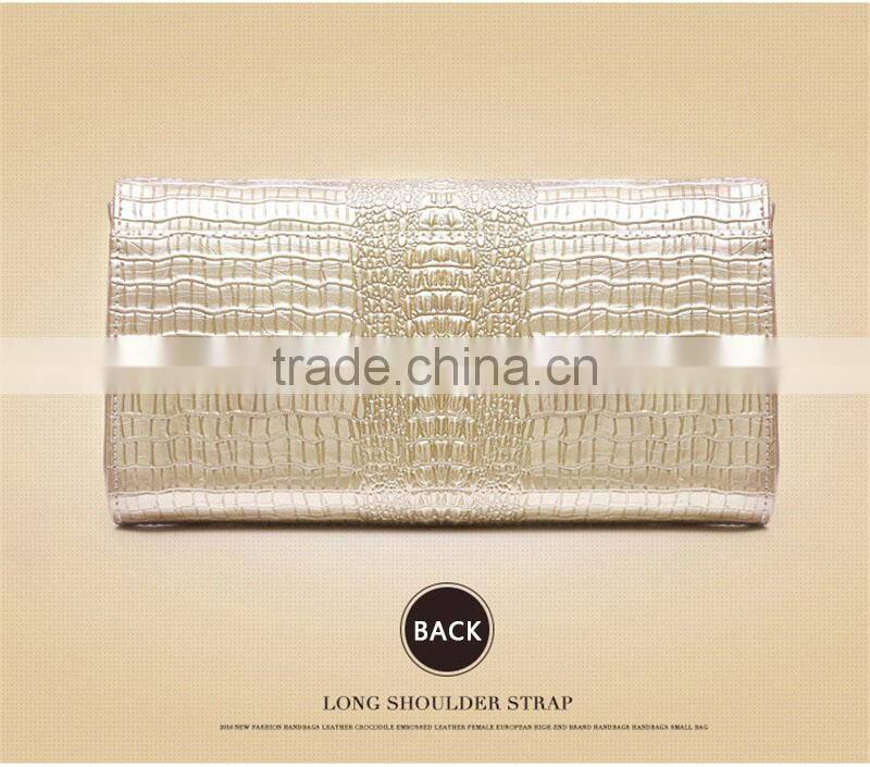 Women Clutch Bags Vintage Leather Crocodile Pattern Envelope Shoulder Ladies Small Messenger Bag