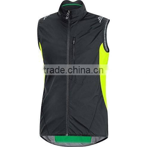 Top quality sleeveless waterproof breathable cycling jacket for men