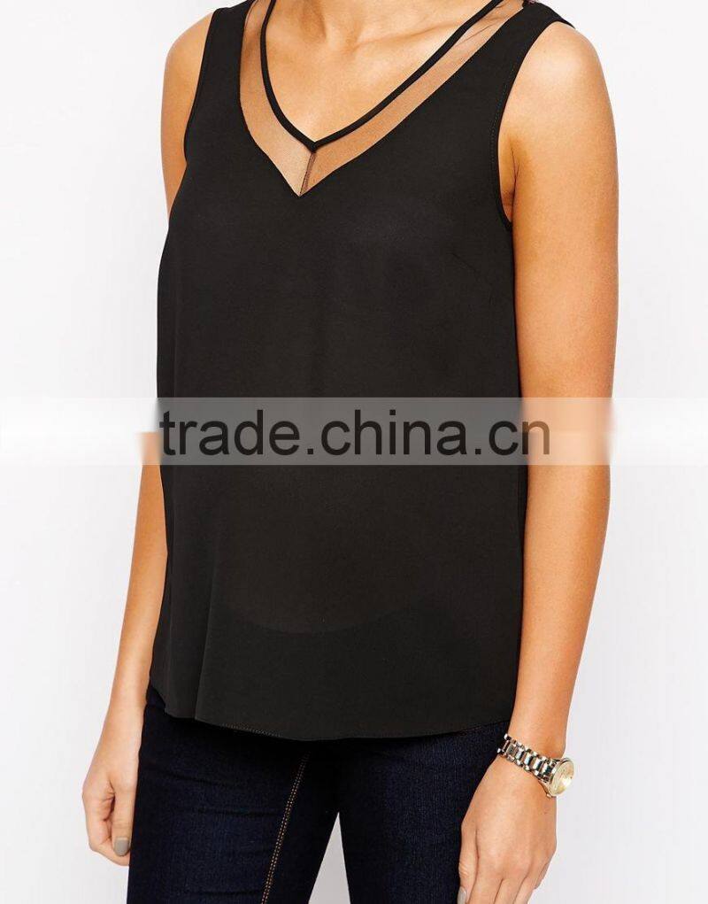 Maternity Vest With Sheer Insert And V Neck 2015