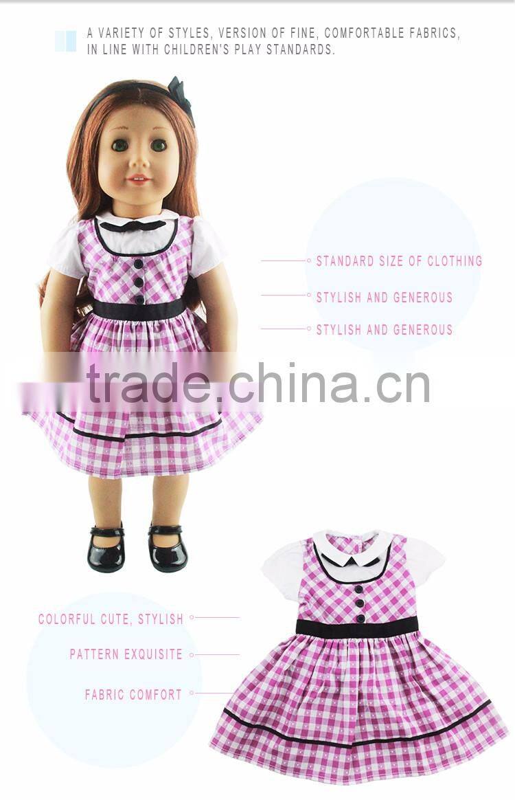 wholesale 18 inch purple lattice american reborn baby girl doll clothes