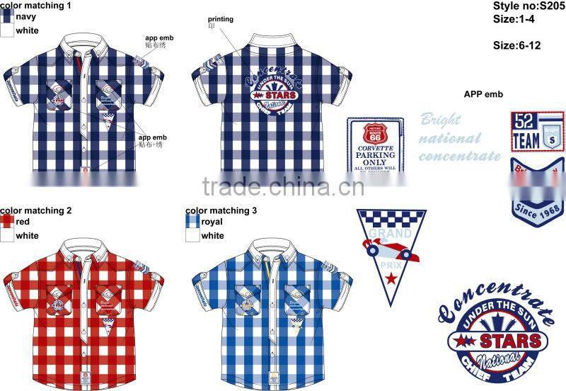 Wholesale custom boys checked shirt summer designs fancy boys casual shirt