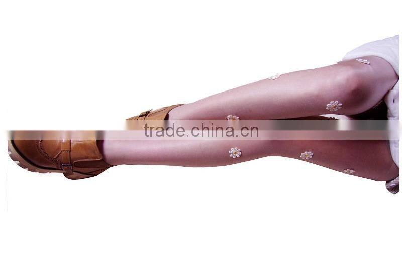 Handmade lace socks colorful flowers Pearl Rhinestone Anti-hook wire pantyhose stockings