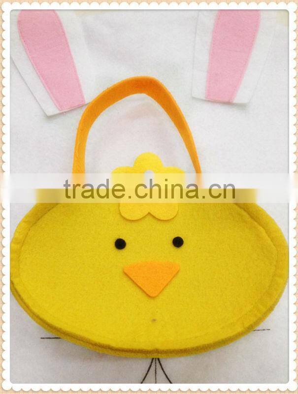Yellow chicken bag easter felt bags for easter decoration